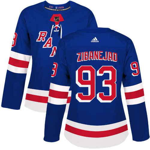 Adidas New York Rangers 93 Mika Zibanejad Royal Blue Home Authentic Women Stitched NHL Jersey